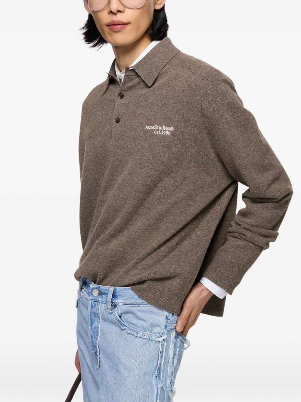Acne Studios Men Logo Wool Polo Shirt ACNE STUDIOS