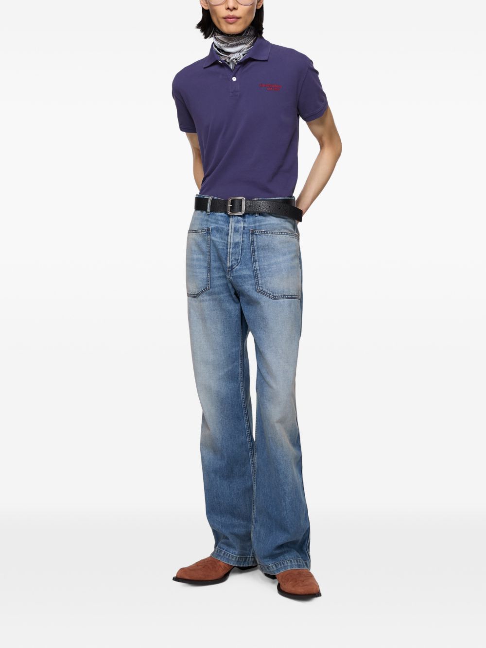 Acne Studios Men Logo Cotton Polo Shirt ACNE STUDIOS