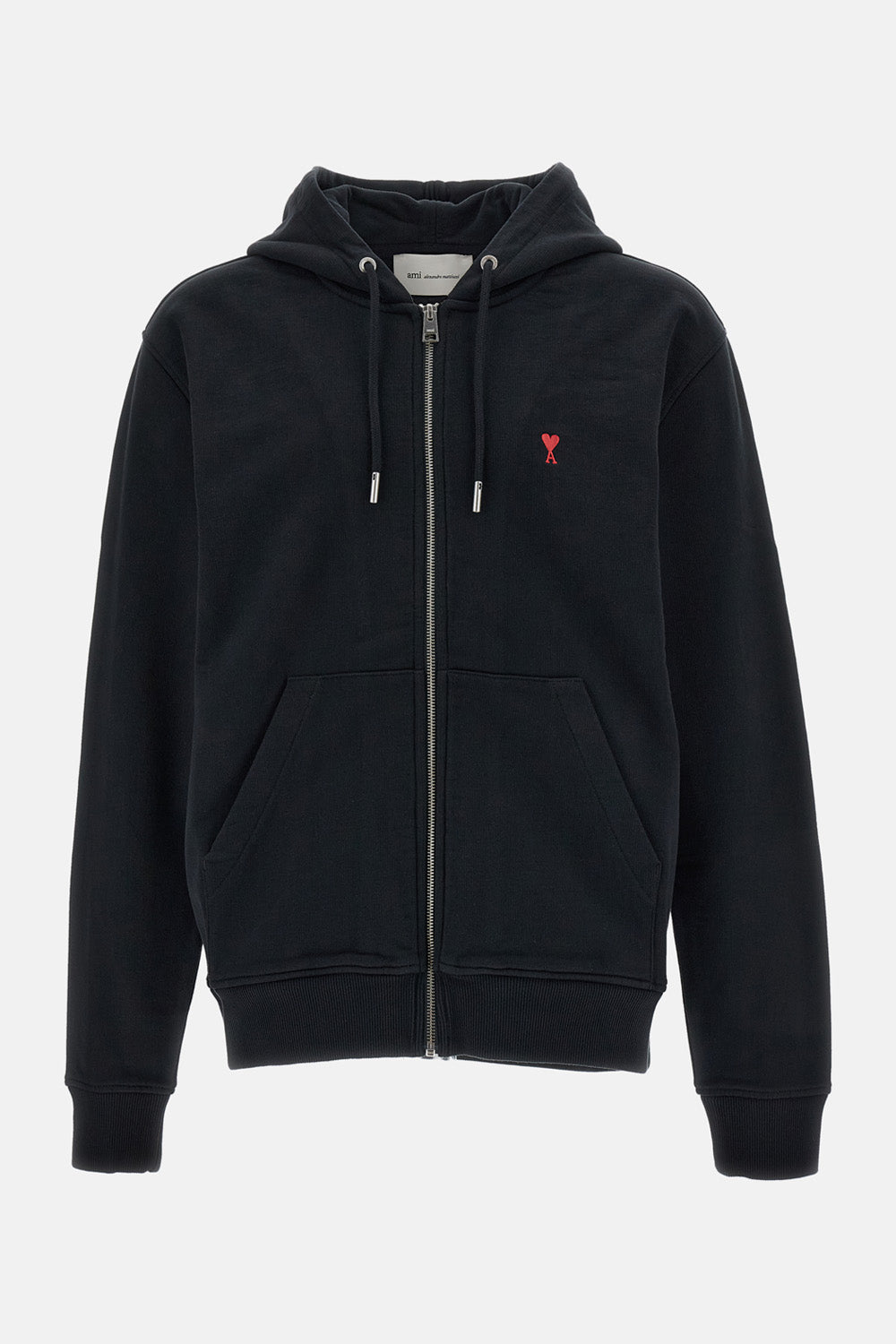 Ami Paris Men Zipped Hoodie With Red Ami De Coeur AMI PARIS