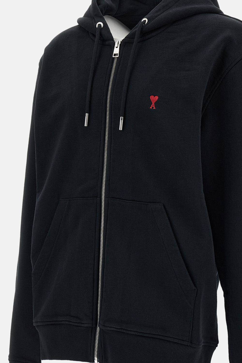 Ami Paris Men Zipped Hoodie With Red Ami De Coeur AMI PARIS