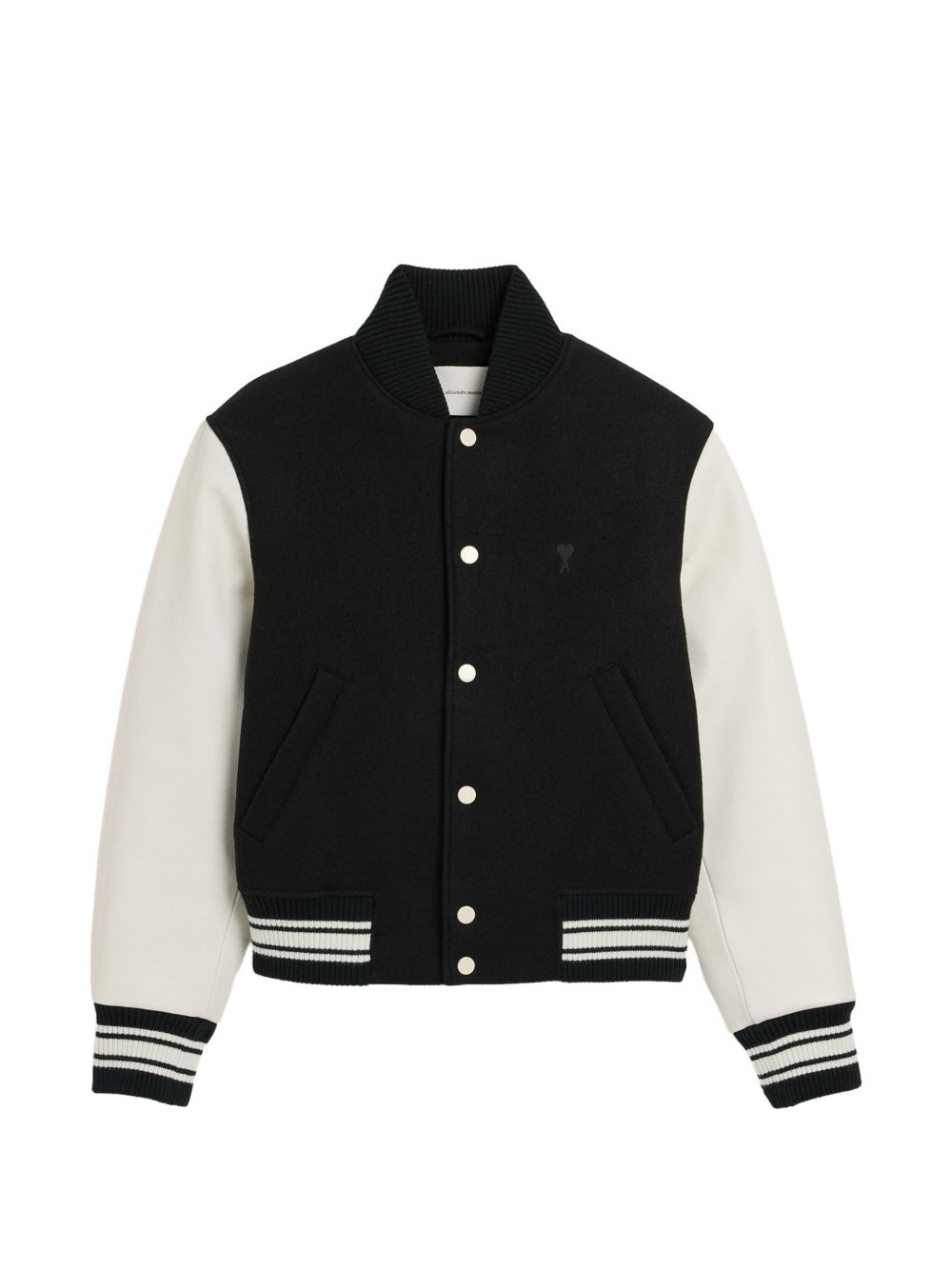 Ami Paris Men Wool And Leather Bomber Jacket AMI PARIS