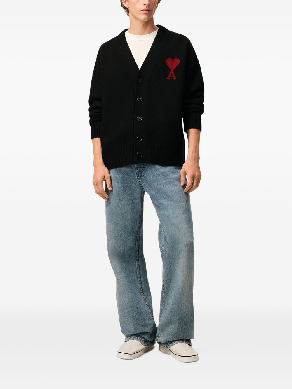 Ami Paris Men Ami De Coeur Wool Cardigan AMI PARIS