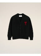 Ami Paris Men V Neck Cardigan With Contrasted Ami De Coeur AMI PARIS