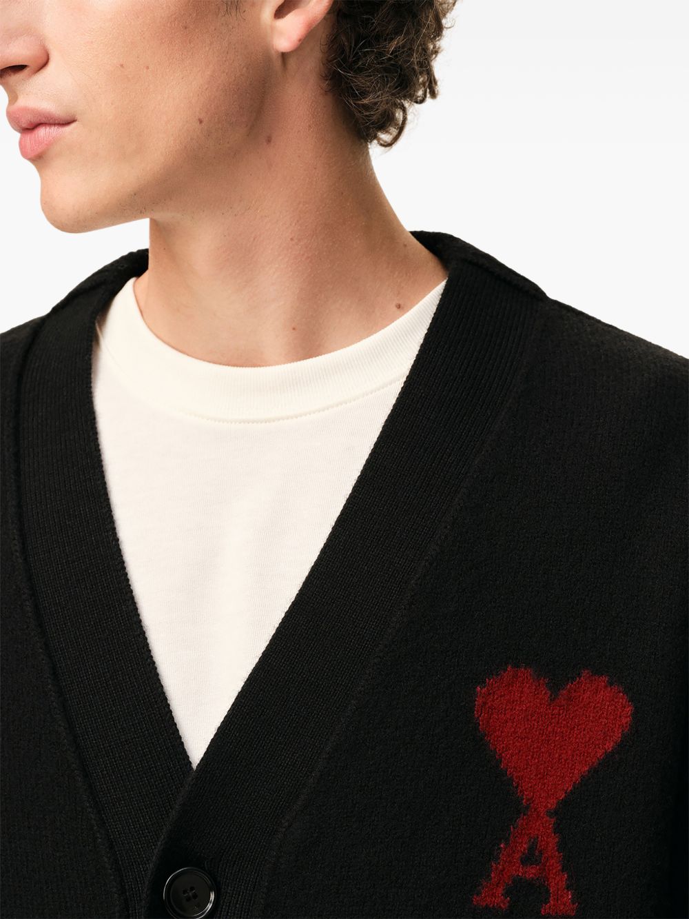 Ami Paris Men Ami De Coeur Wool Cardigan AMI PARIS