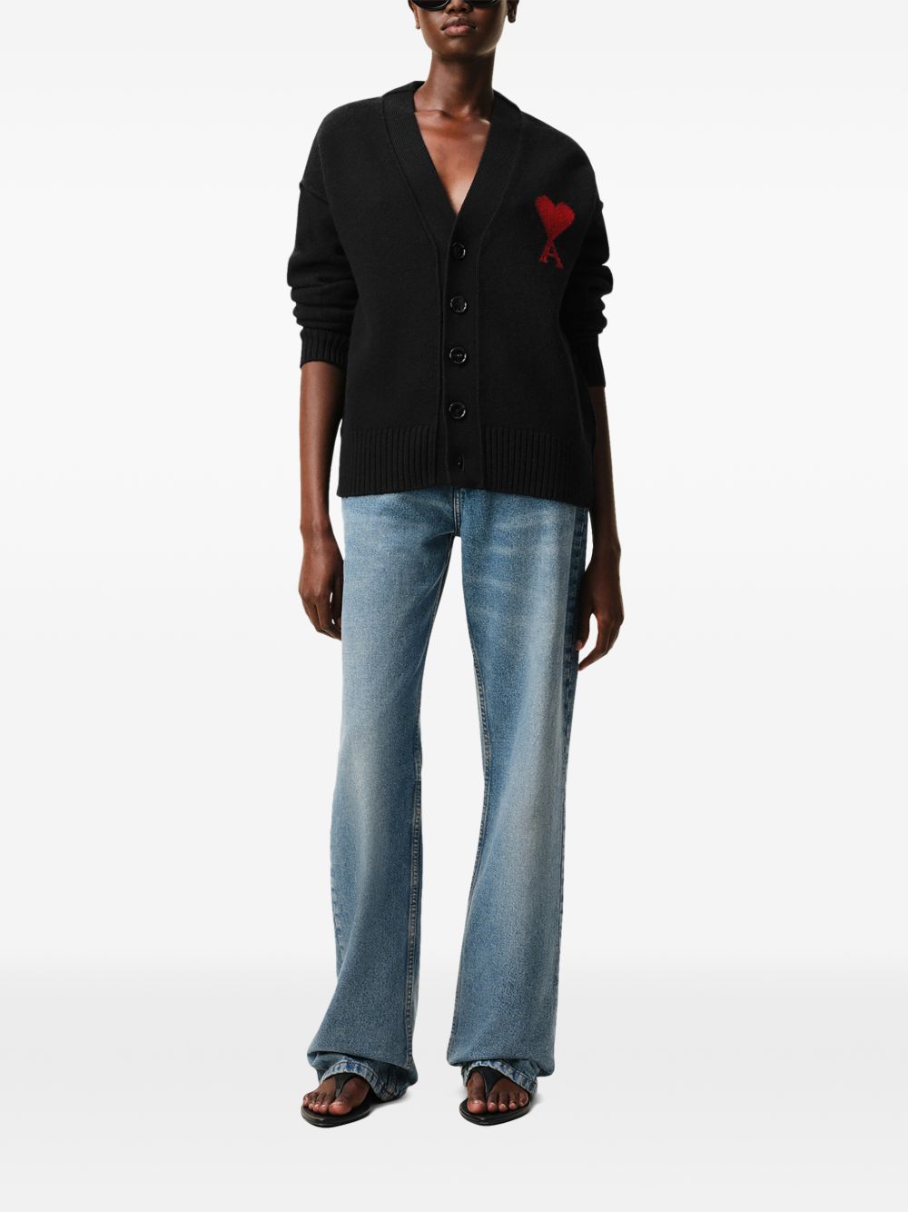 Ami Paris Men Ami De Coeur Wool Cardigan AMI PARIS