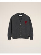 Ami Paris Men V Neck Cardigan With Contrasted Ami De Coeur AMI PARIS