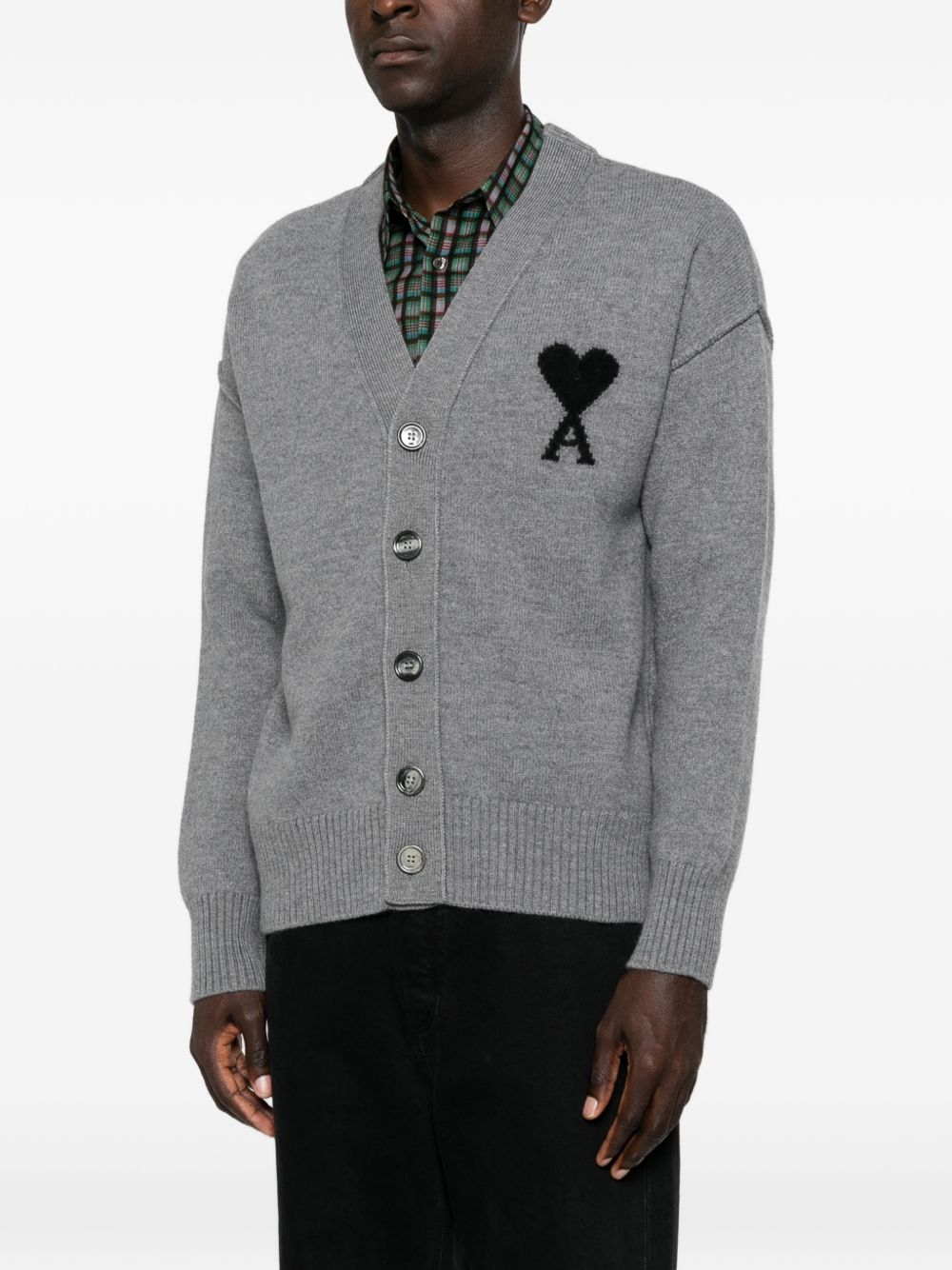 Ami Paris Men Ami De Coeur Wool Cardigan AMI PARIS