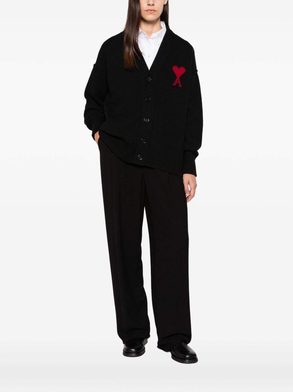 Ami Paris Women Ami De Coeur Wool Cardigan AMI PARIS