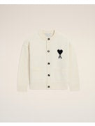 Ami Paris Women Crewneck Cardigan With Contrasted Ami De Coeur AMI PARIS