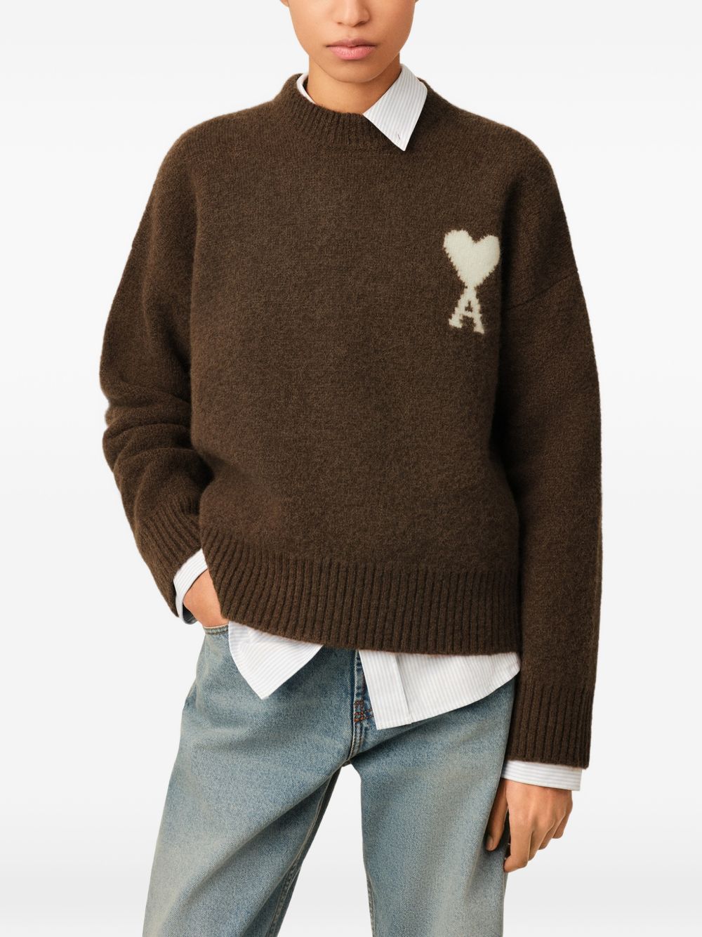 Ami Paris Women Ami De Coeur Wool Crewneck Sweater AMI PARIS