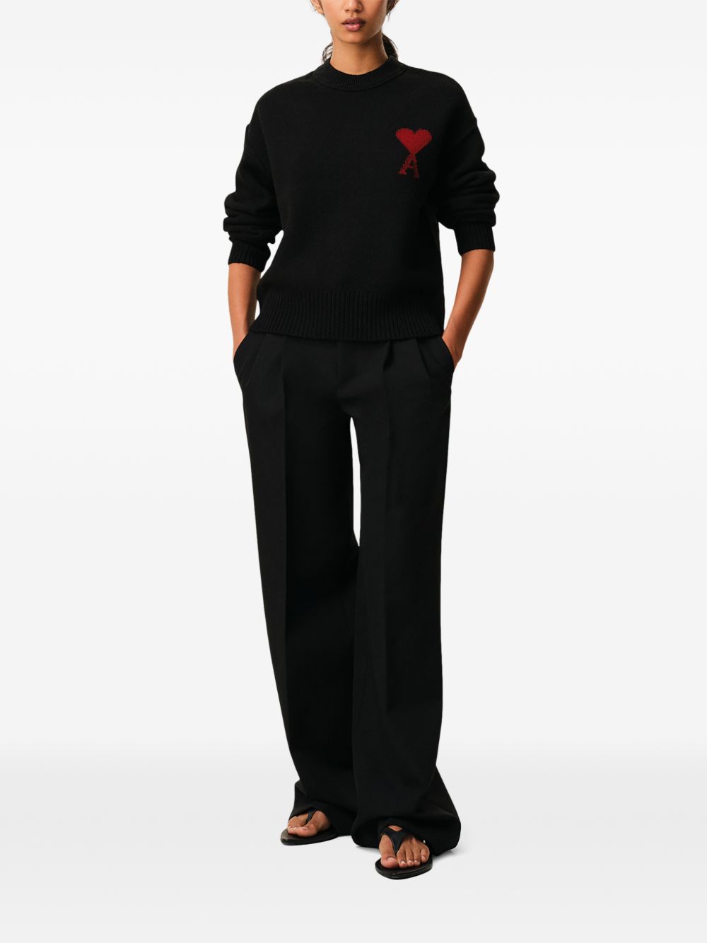 Ami Paris Women Ami De Coeur Wool Crewneck Sweater