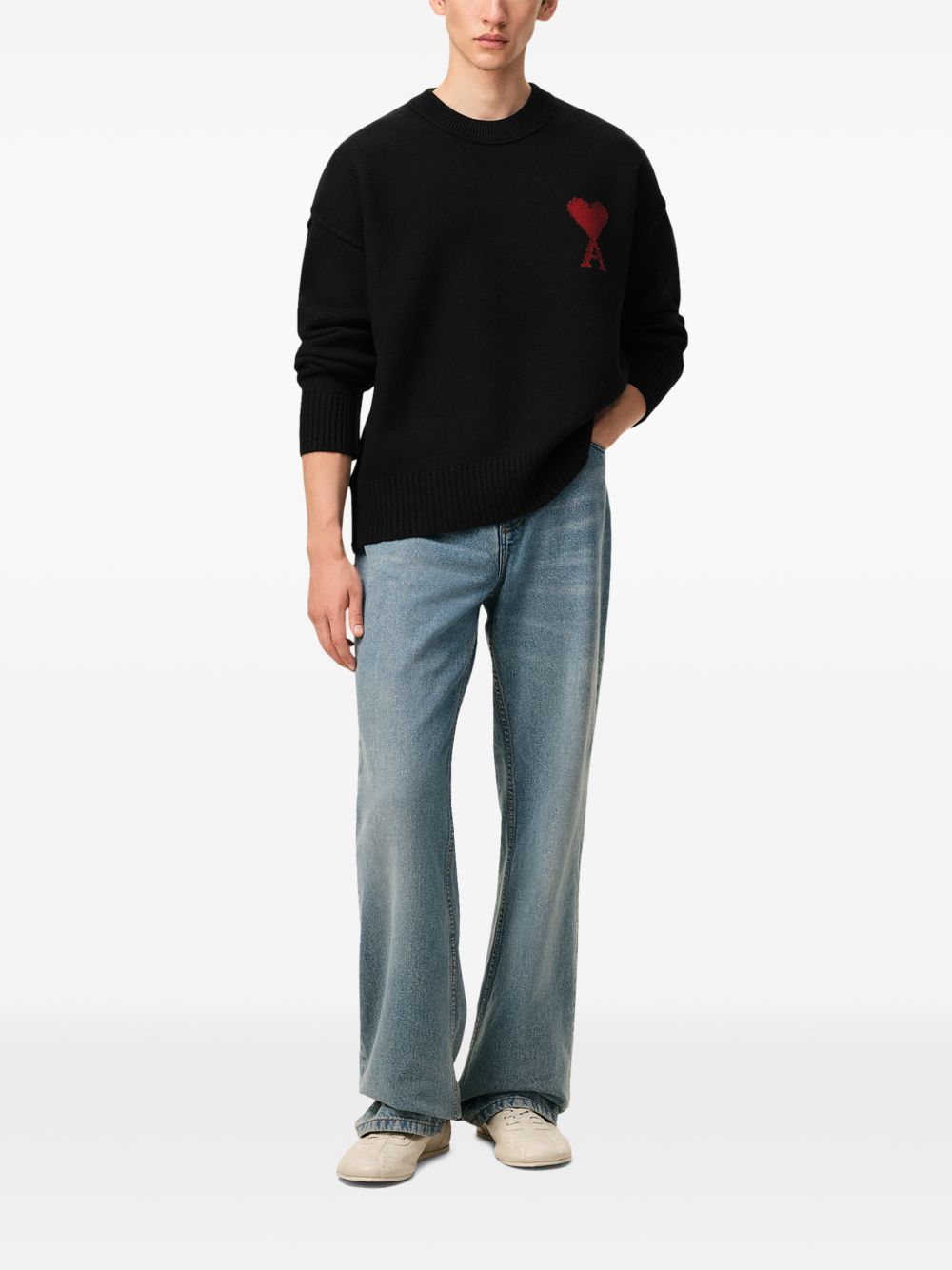 Ami Paris Women Ami De Coeur Wool Crewneck Sweater