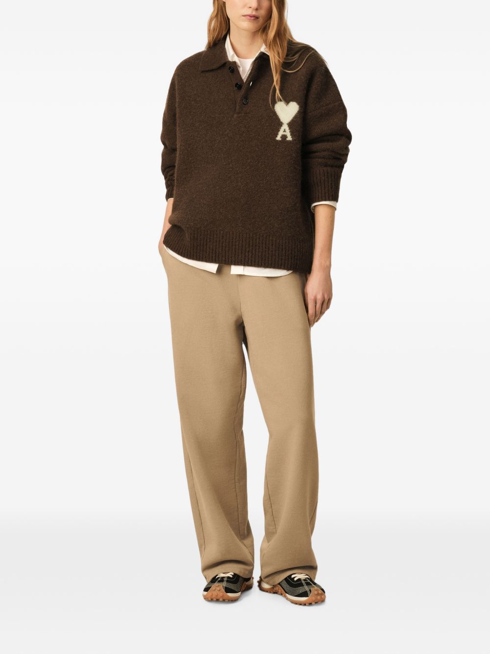 Ami Paris Women Ami De Coeur Wool Polo Sweater AMI PARIS