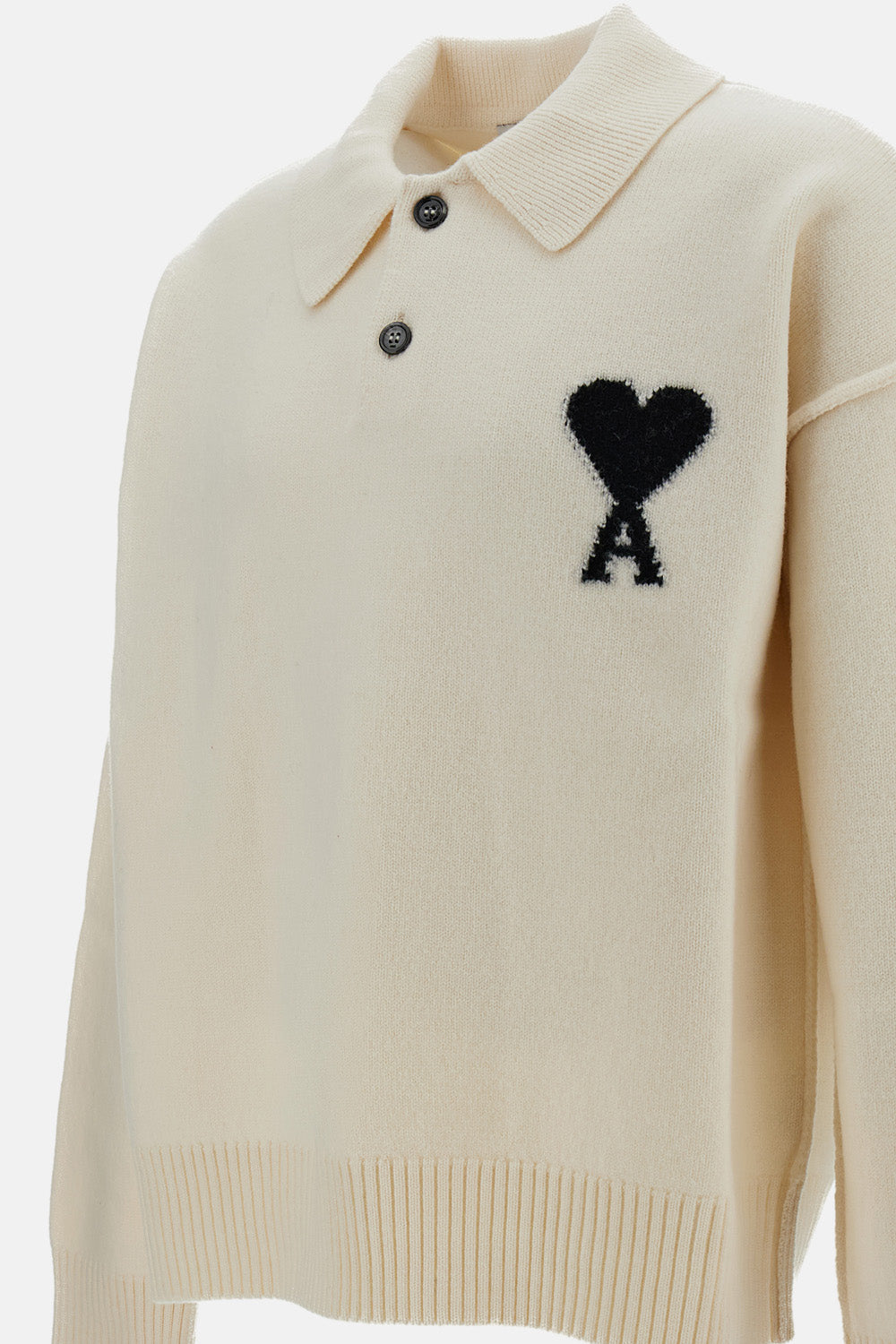 Ami Paris Men Polo Sweater With Contrasted Ami De Coeur AMI PARIS