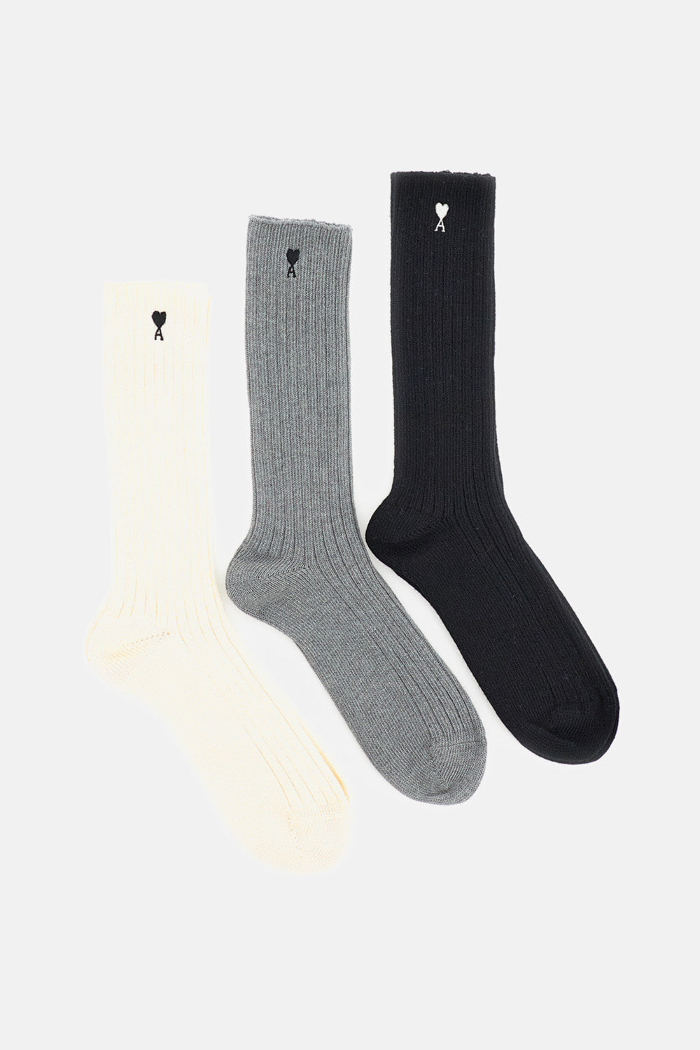Ami Paris Women Pack Three Ami De Coeur Embroidery Socks AMI PARIS