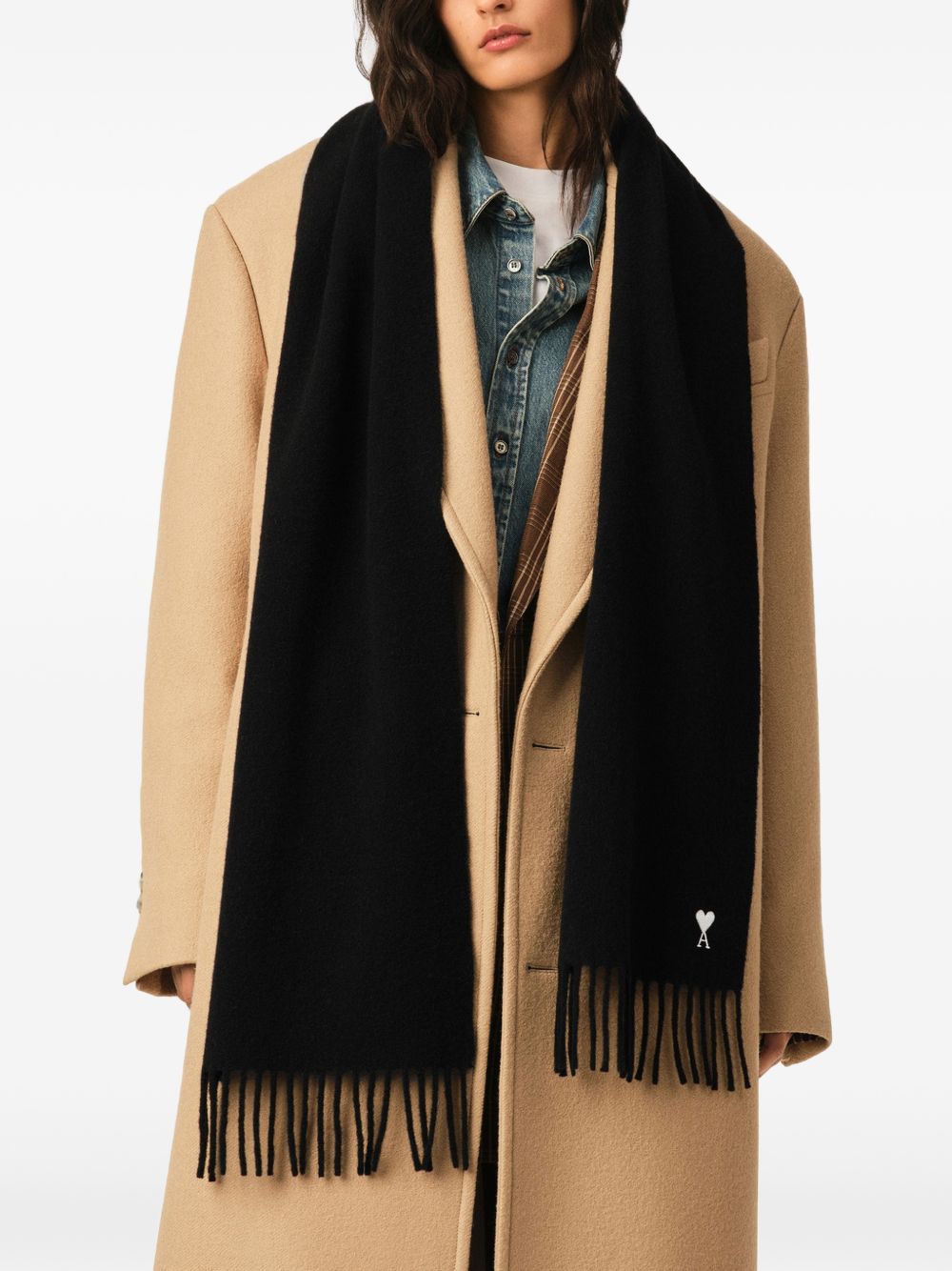 Ami Paris Men Ami De Coeur Wool Scarf AMI PARIS