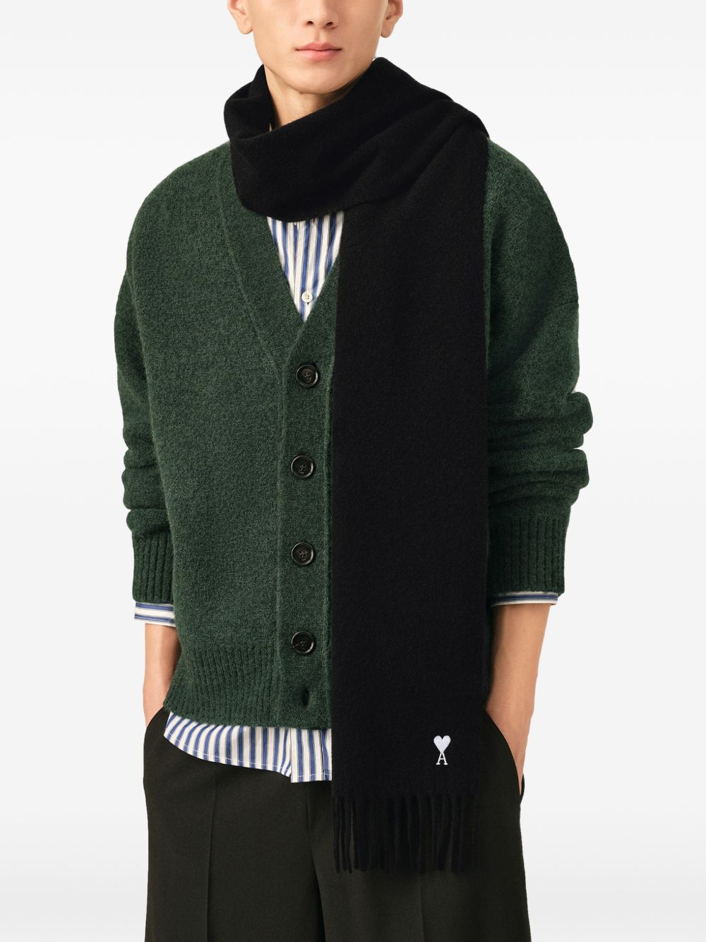 Ami Paris Men Ami De Coeur Wool Scarf AMI PARIS