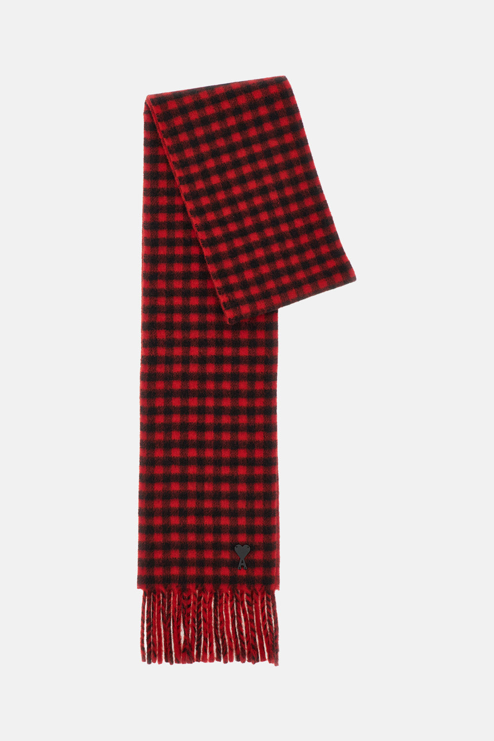 Ami Paris Women Ami De Coeur A Carreaux Patch En Cuir Scarf AMI PARIS