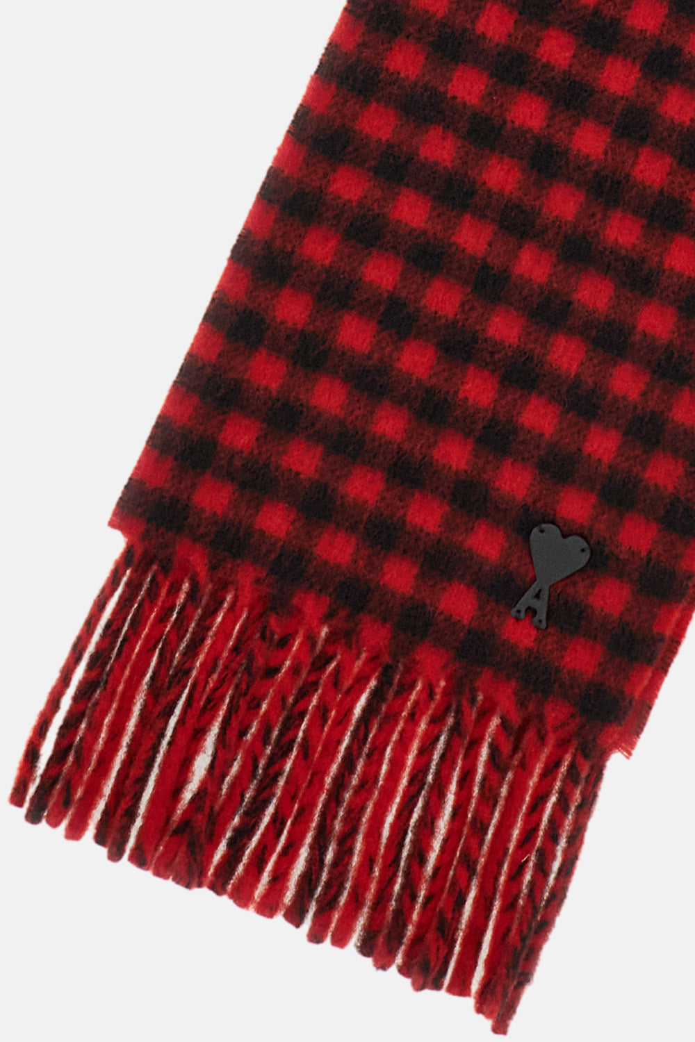 Ami Paris Women Ami De Coeur A Carreaux Patch En Cuir Scarf AMI PARIS