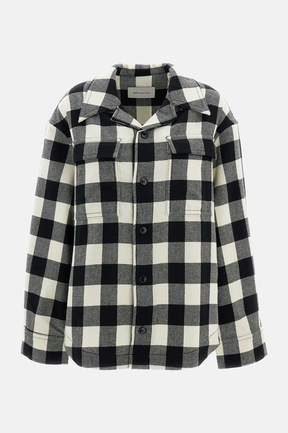 Ami Paris Women Wide Camp Collar Overshirt With Long Sleeves And Patch Pockets AMI PARIS