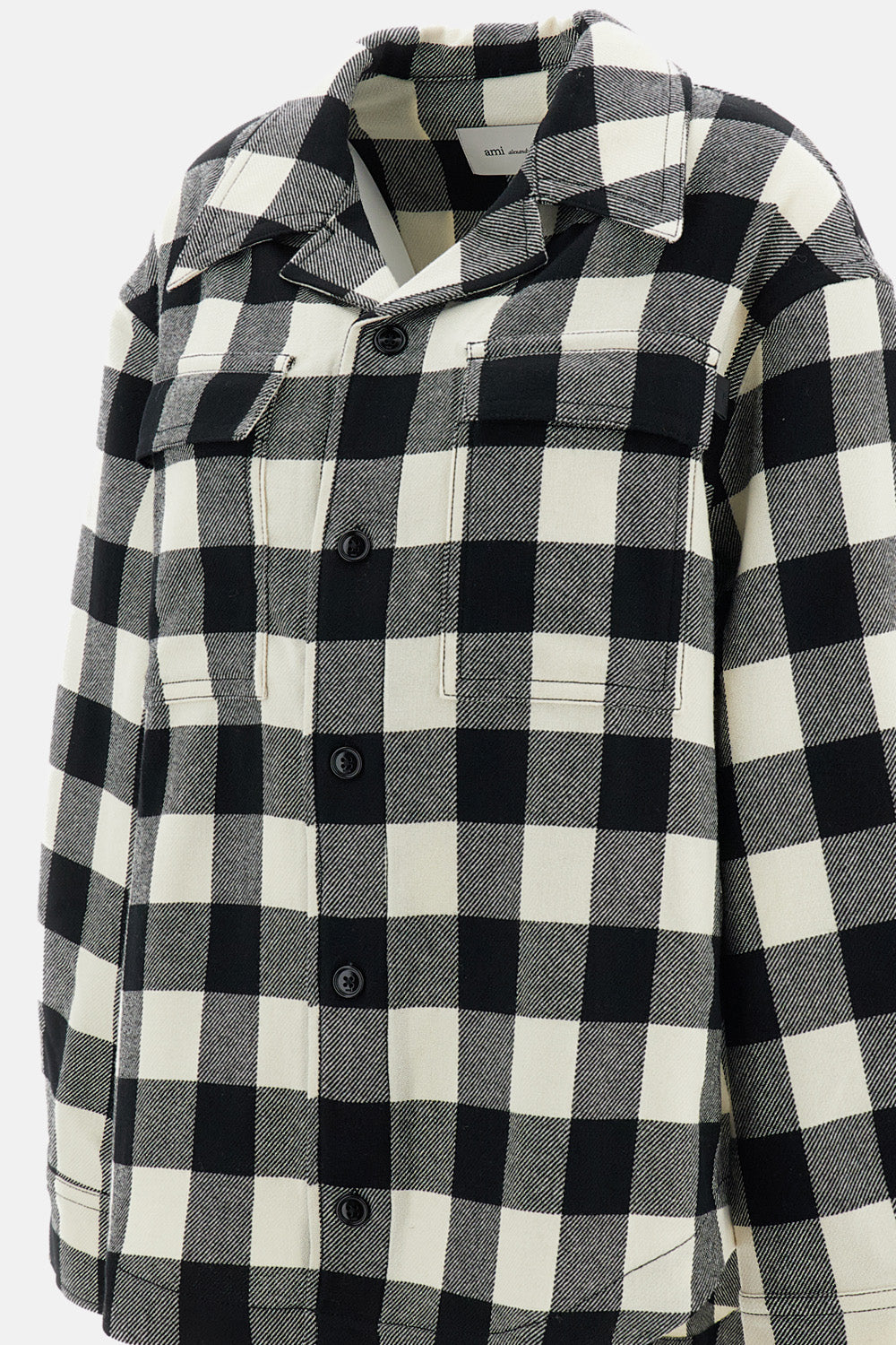 Ami Paris Women Wide Camp Collar Overshirt With Long Sleeves And Patch Pockets AMI PARIS