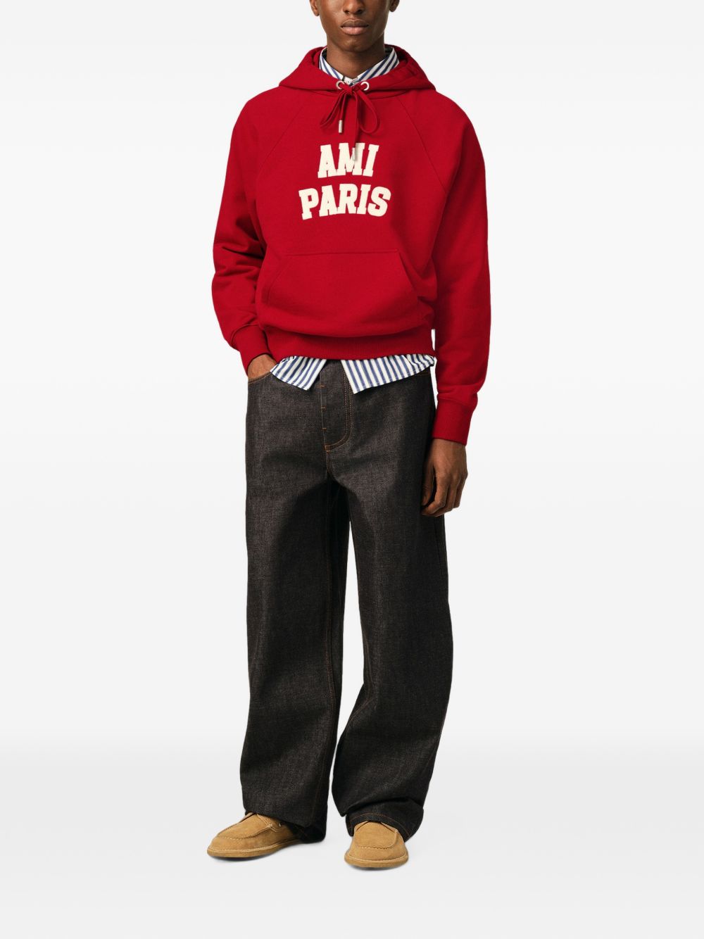 Ami Paris Men Logo Cotton Hoodie AMI PARIS