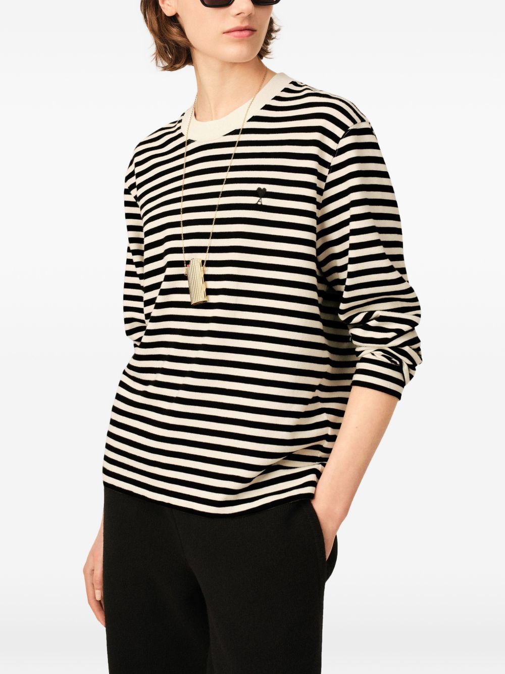 Ami Paris Men Ami De Coeur Striped T-Shirt AMI PARIS