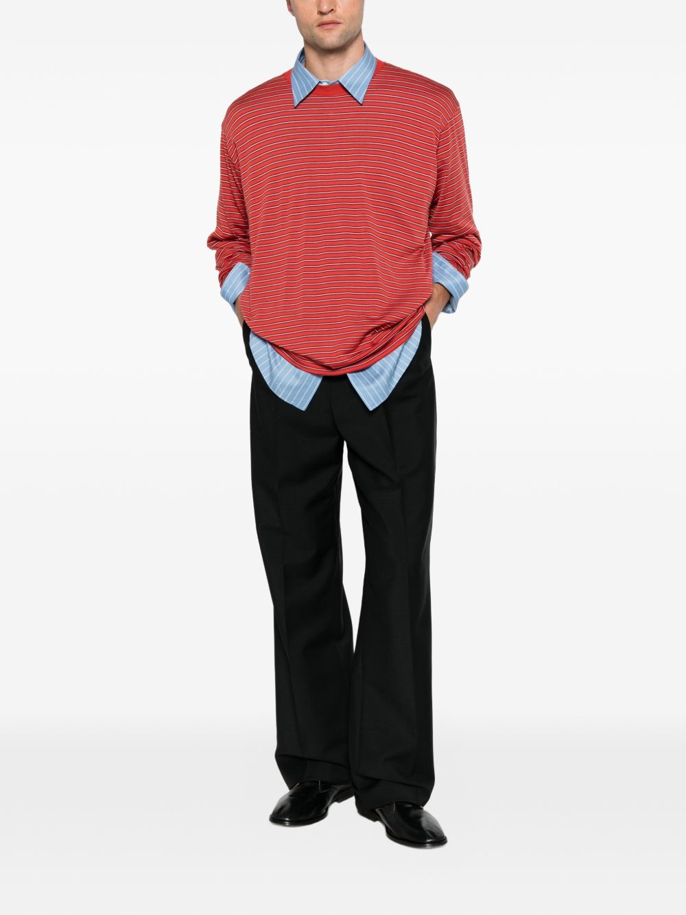 Auralee Men Wool Striped T-Shirt AURALEE