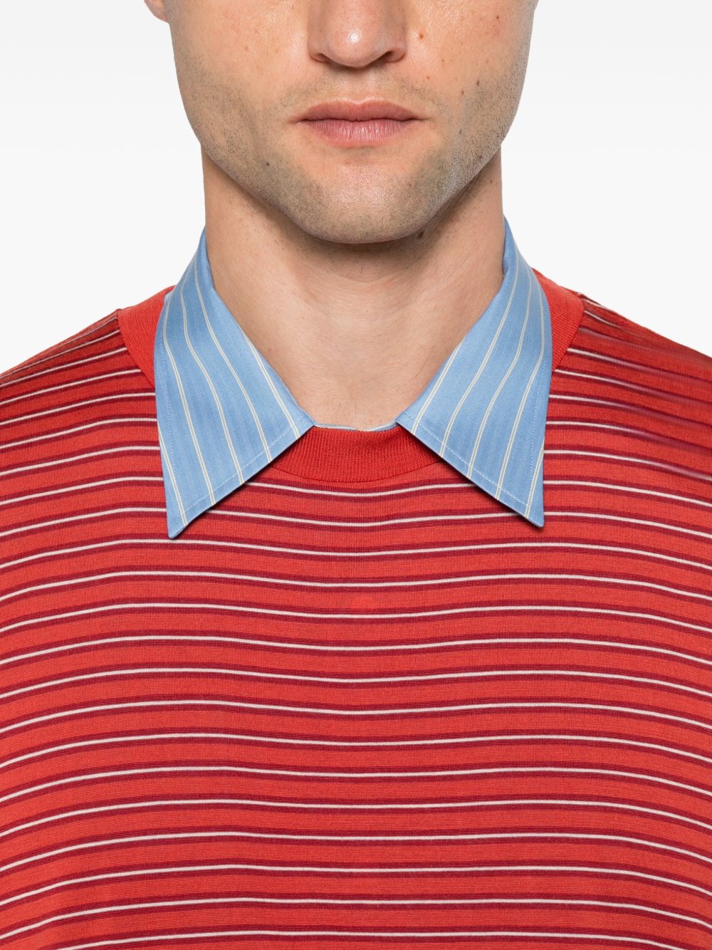 Auralee Men Wool Striped T-Shirt AURALEE