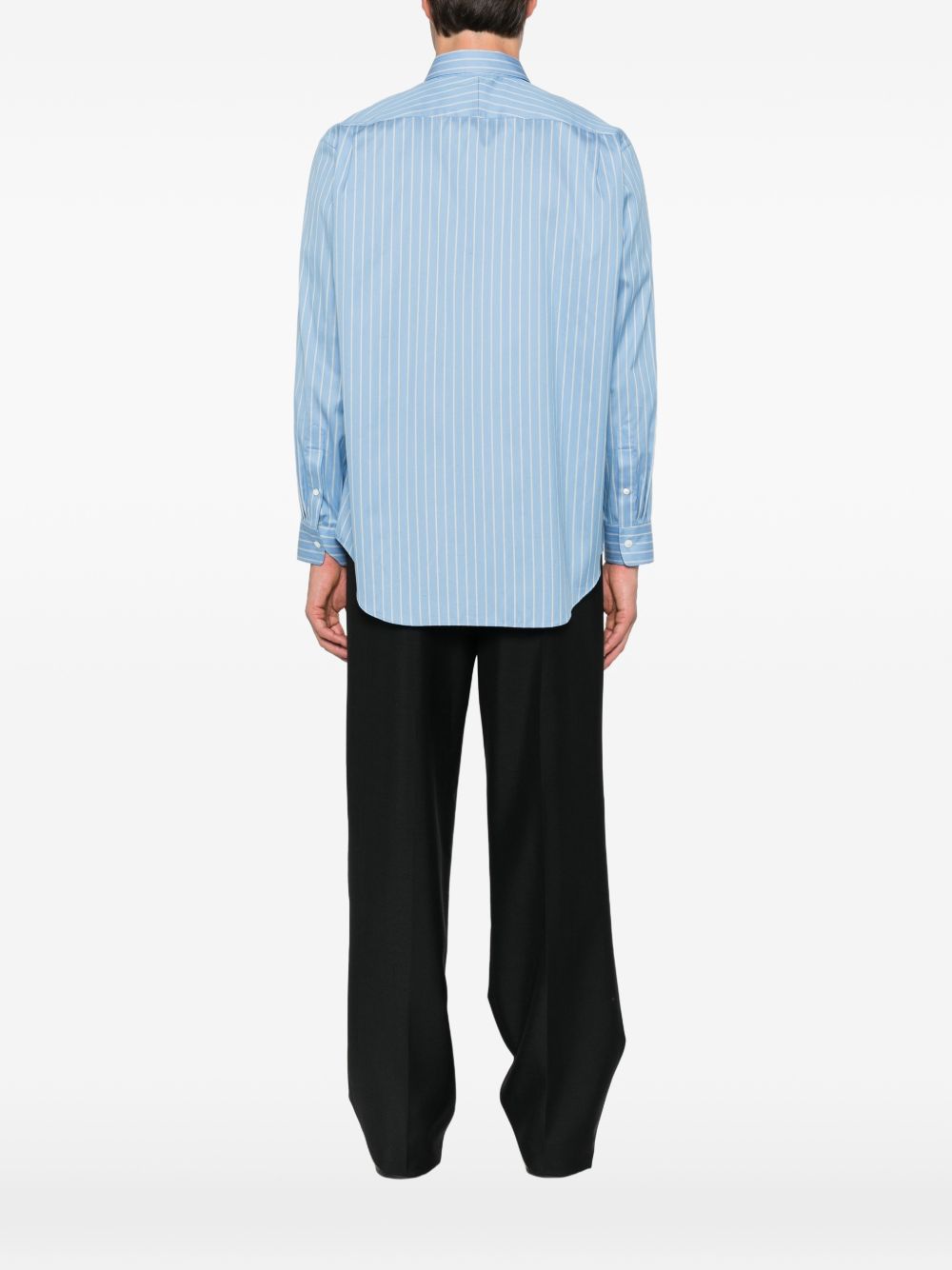 Auralee Men Cotton And Silk Striped Shirt AURALEE
