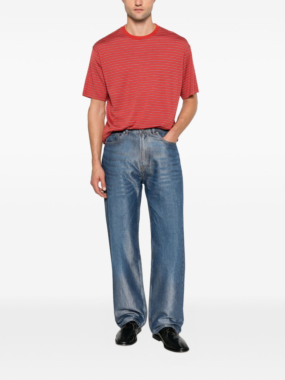 Auralee Men Wool Striped T-Shirt AURALEE