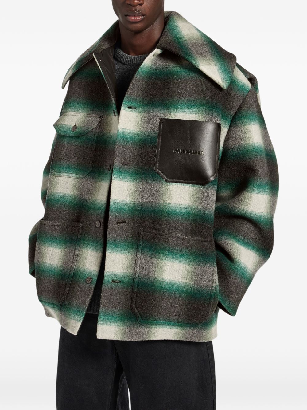 Balenciaga Men Checked Flannel Overshirt BALENCIAGA