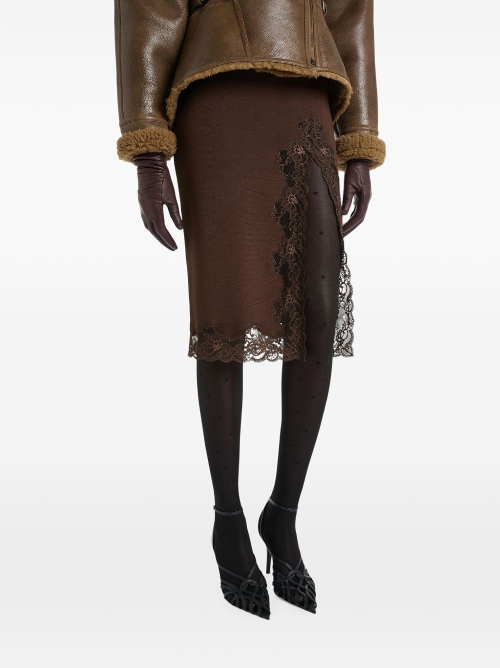 Balmain Women Lace Detail Midi Skirt BALMAIN