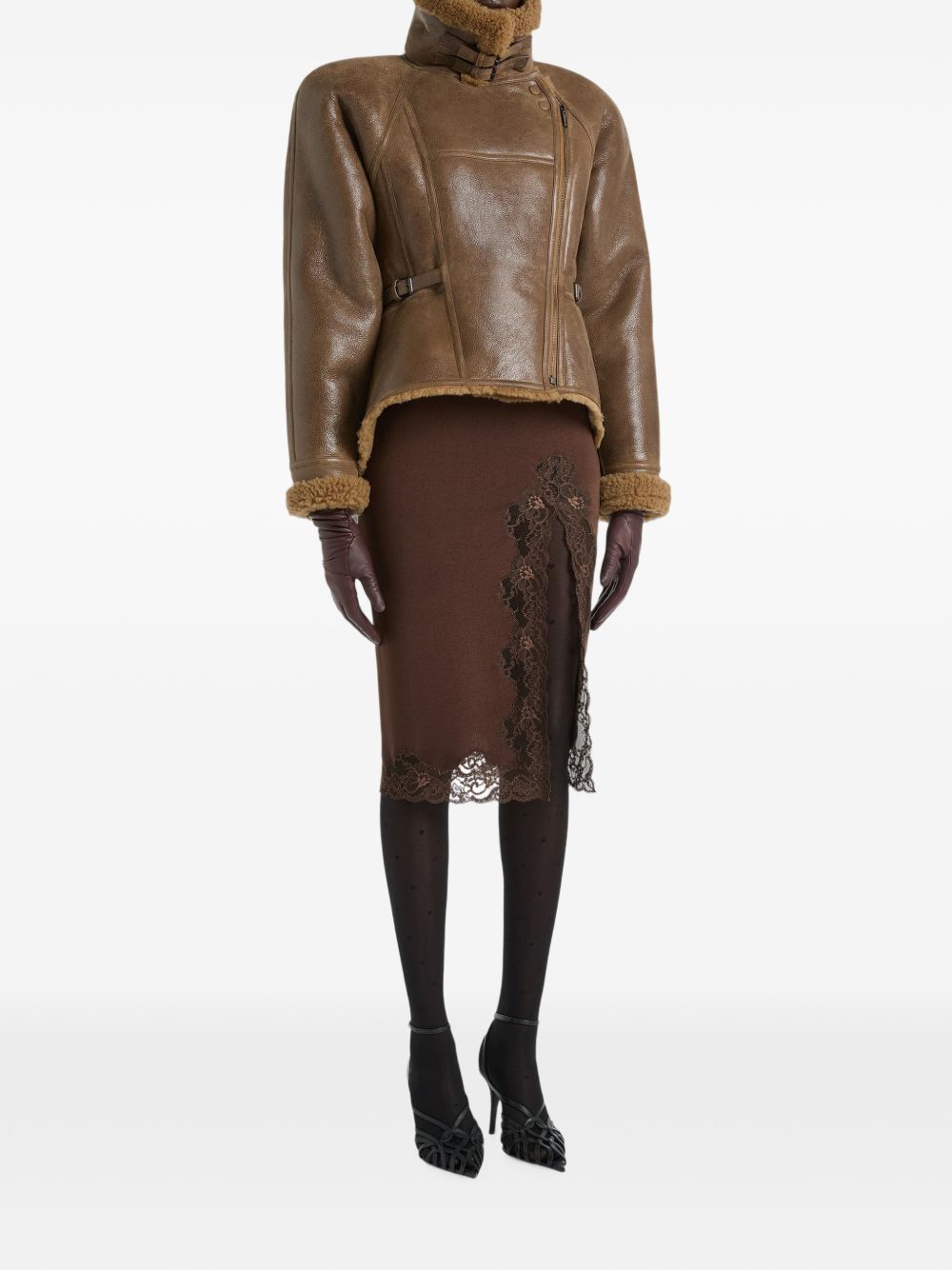 Balmain Women Lace Detail Midi Skirt BALMAIN