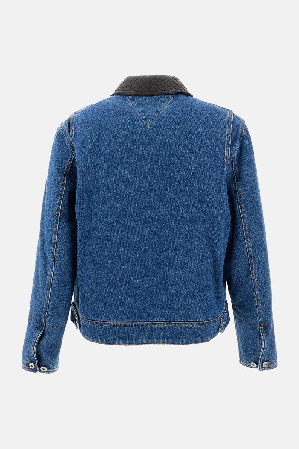 Bottega Veneta Men Padded Denim Jacket With Intrecciato Collar BOTTEGA VENETA