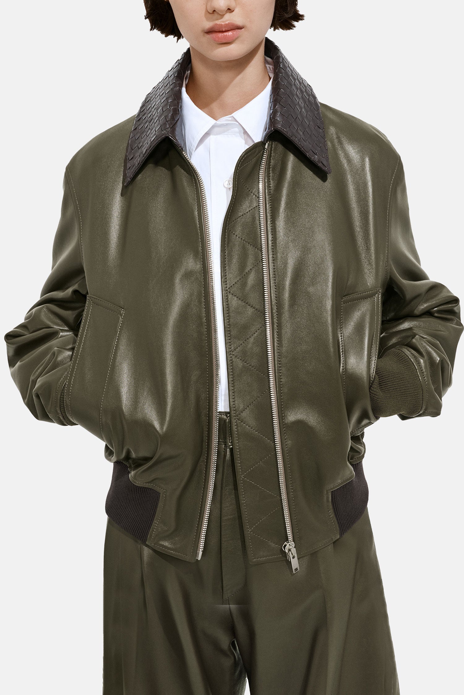 Bottega Veneta Women Shiny Leather Blouson BOTTEGA VENETA