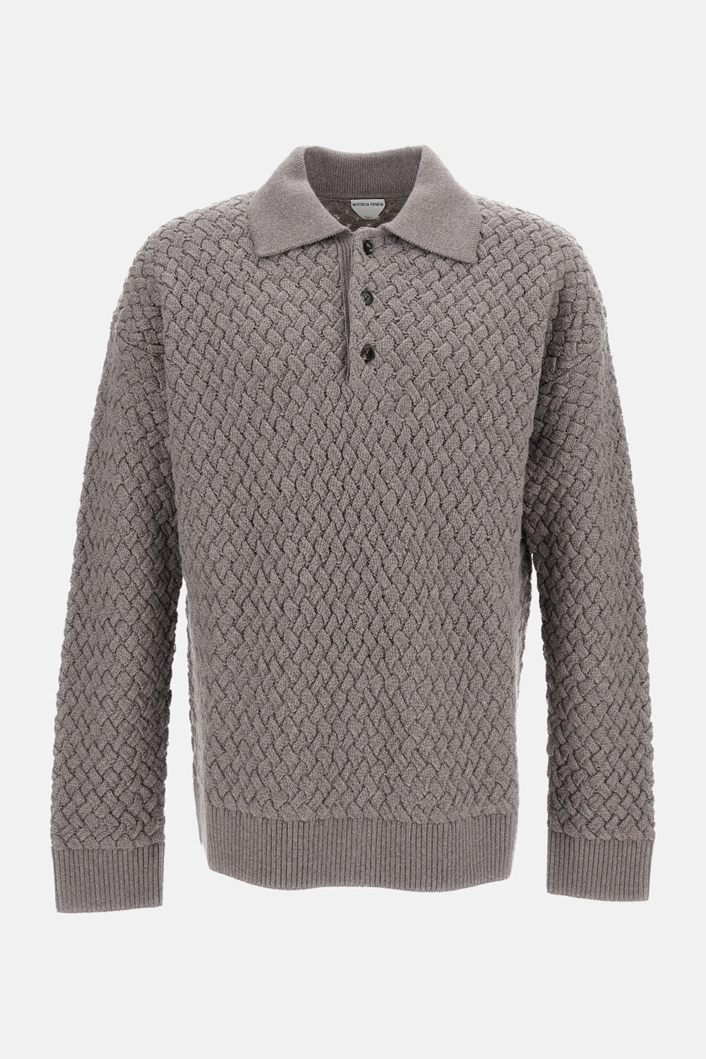 Bottega Veneta Men Intrecciato Wool Polo Sweater BOTTEGA VENETA