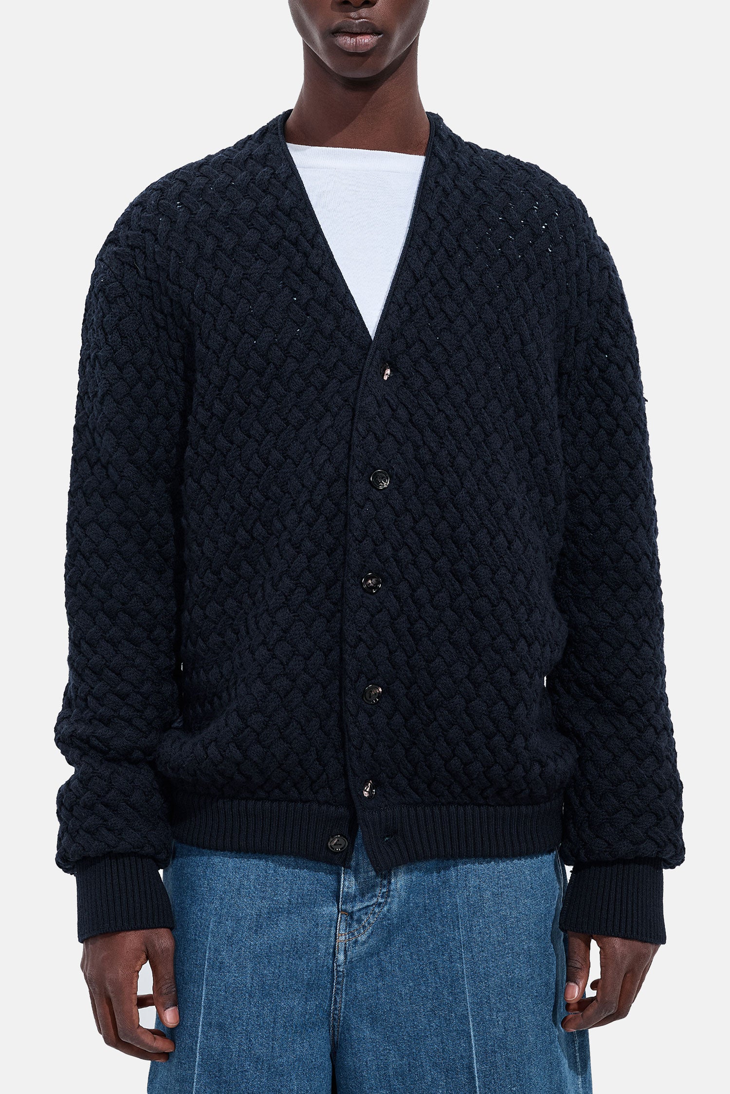 Bottega Veneta Men Intrecciato Wool Cardigan BOTTEGA VENETA