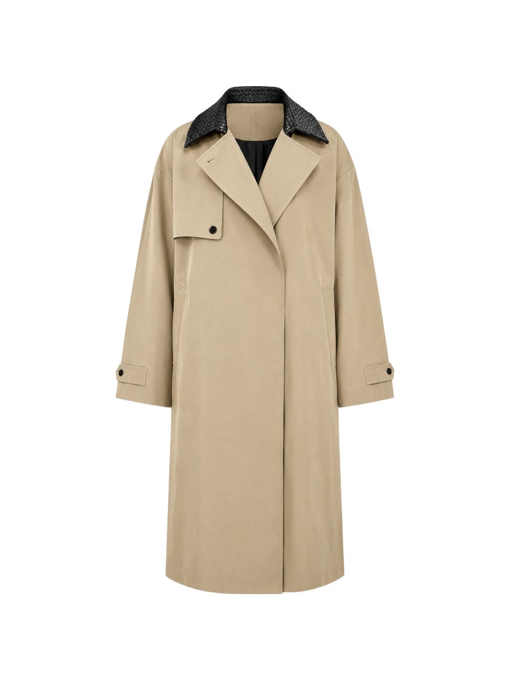 Bottega Veneta Women Leather Collar Cotton Trench Coat BOTTEGA VENETA