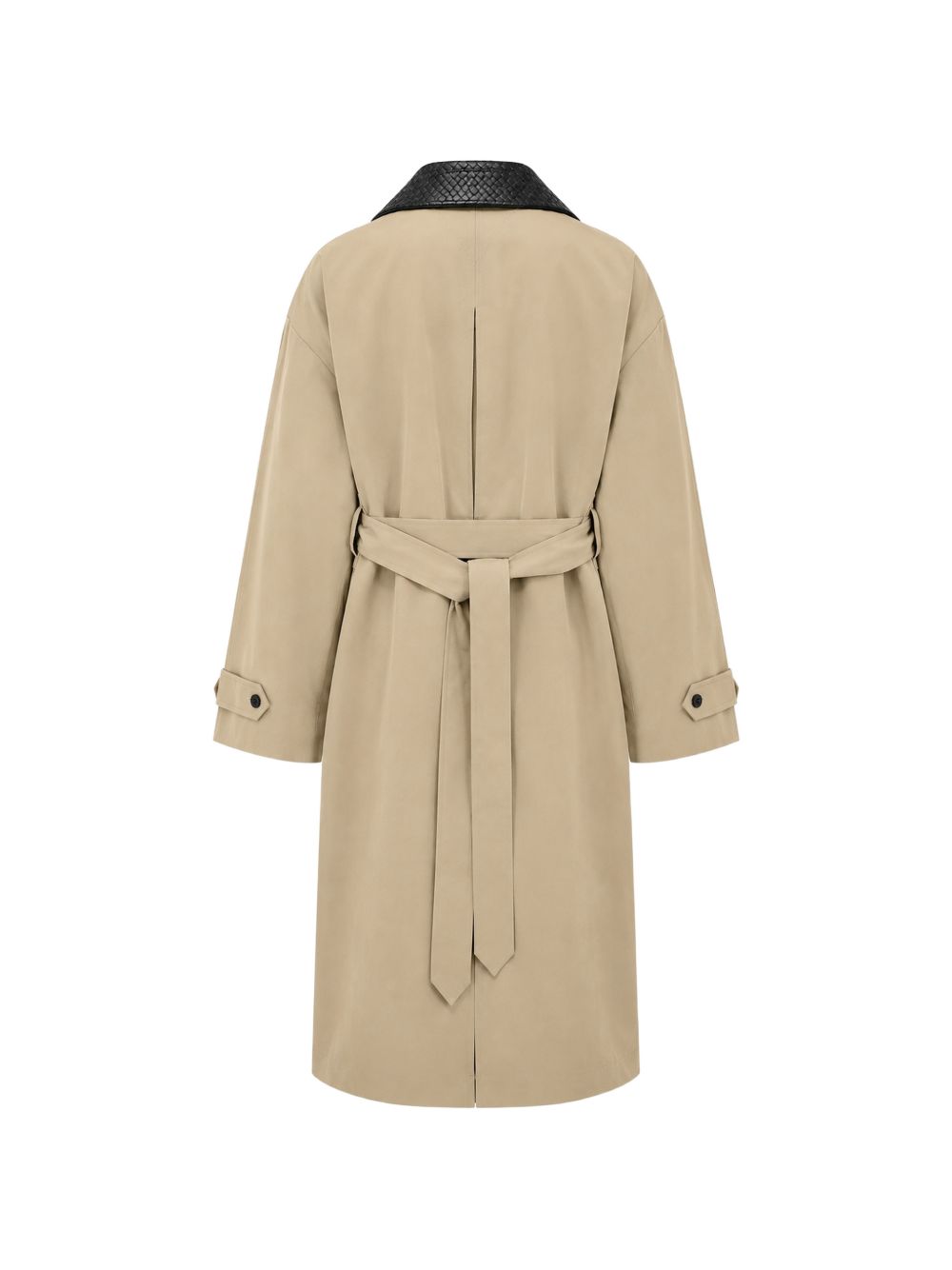 Bottega Veneta Women Leather Collar Cotton Trench Coat BOTTEGA VENETA