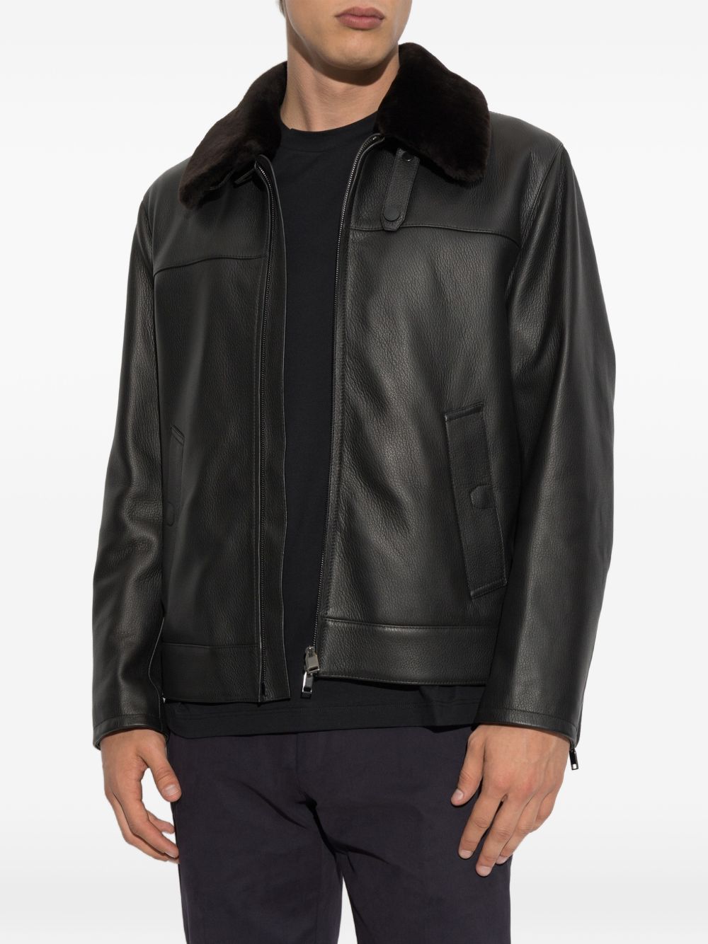 Brioni Men Leather Jacket BRIONI