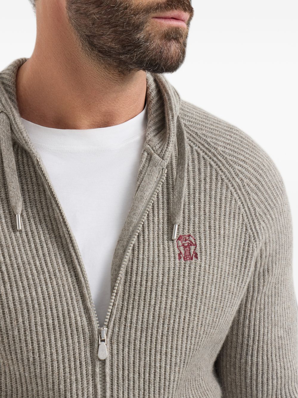Brunello Cucinelli Men Logo Cashmere Hoodie BRUNELLO CUCINELLI