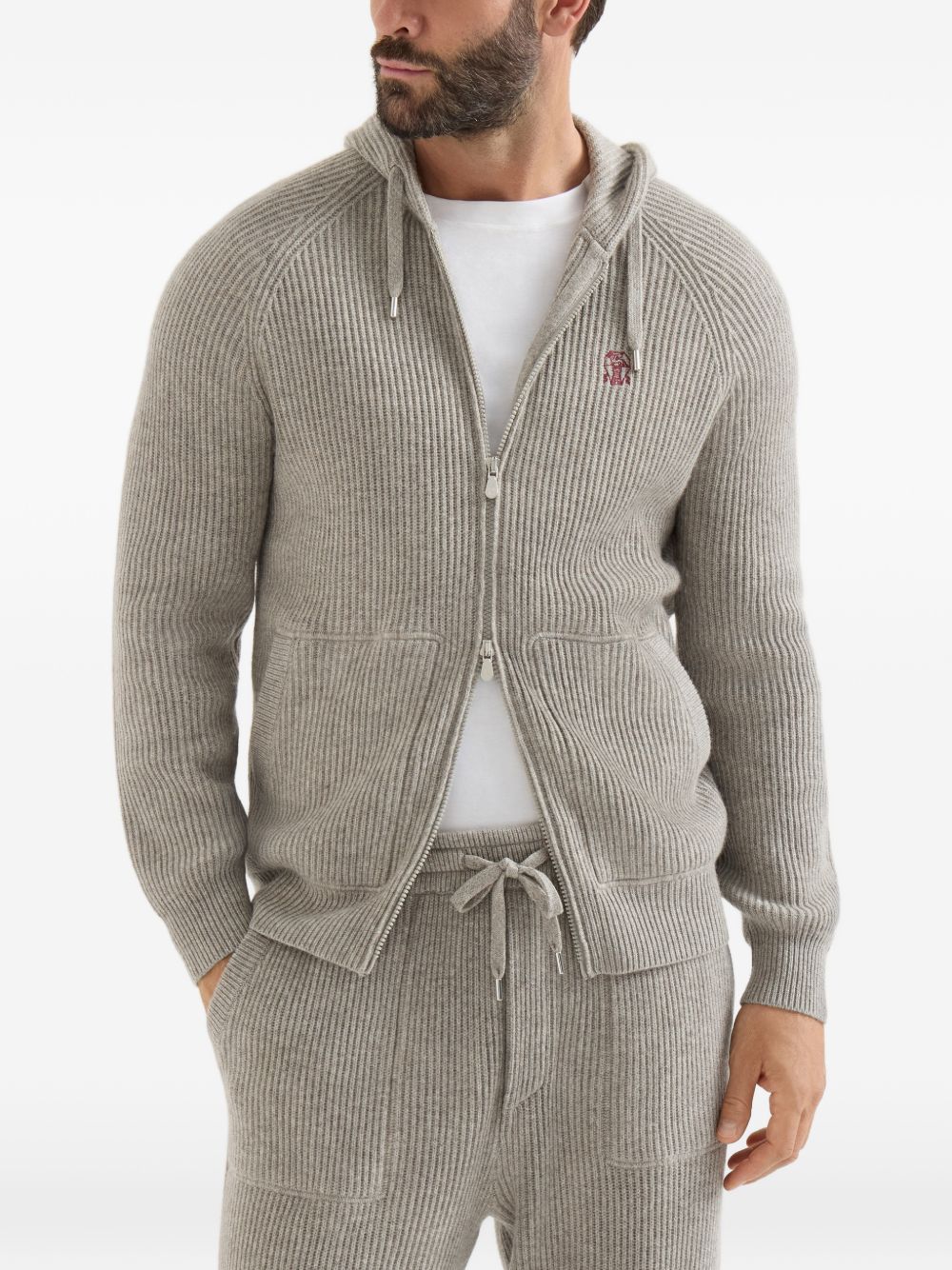 Brunello Cucinelli Men Logo Cashmere Hoodie BRUNELLO CUCINELLI