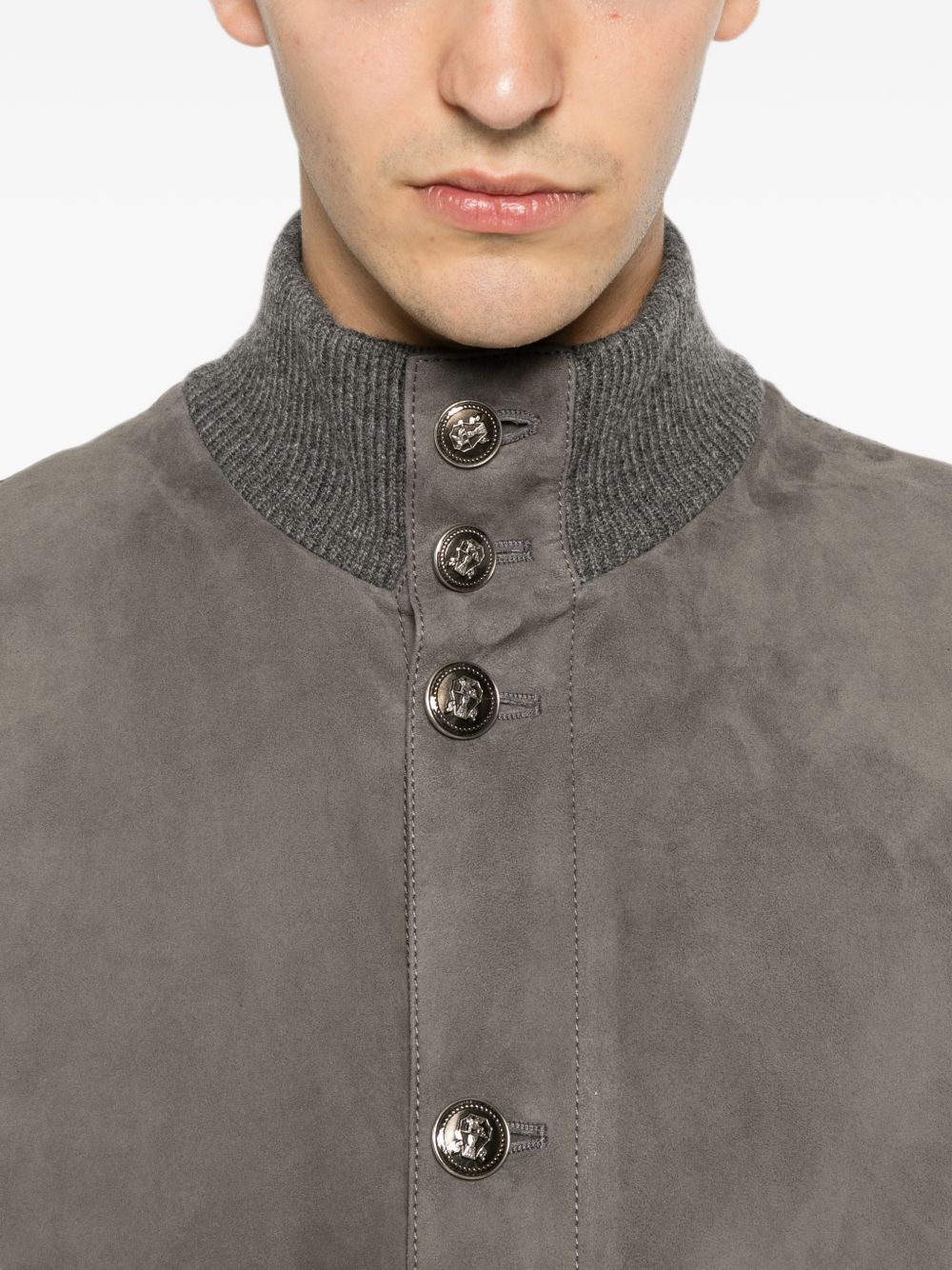 Brunello Cucinelli Men Padded Leather Jacket