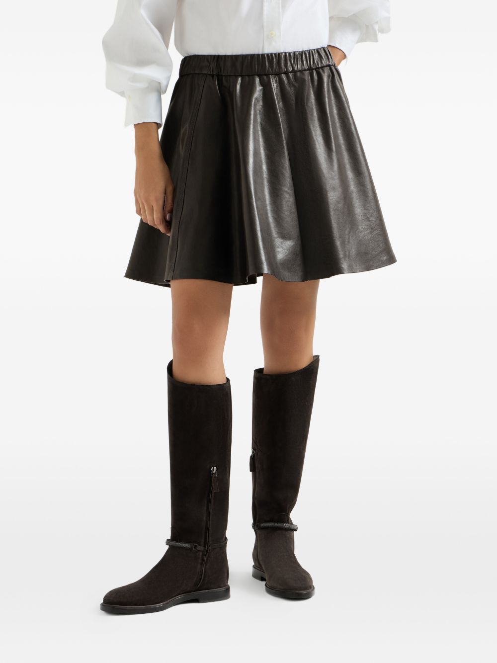 Brunello Cucinelli Women Leather Mini Skirt BRUNELLO CUCINELLI