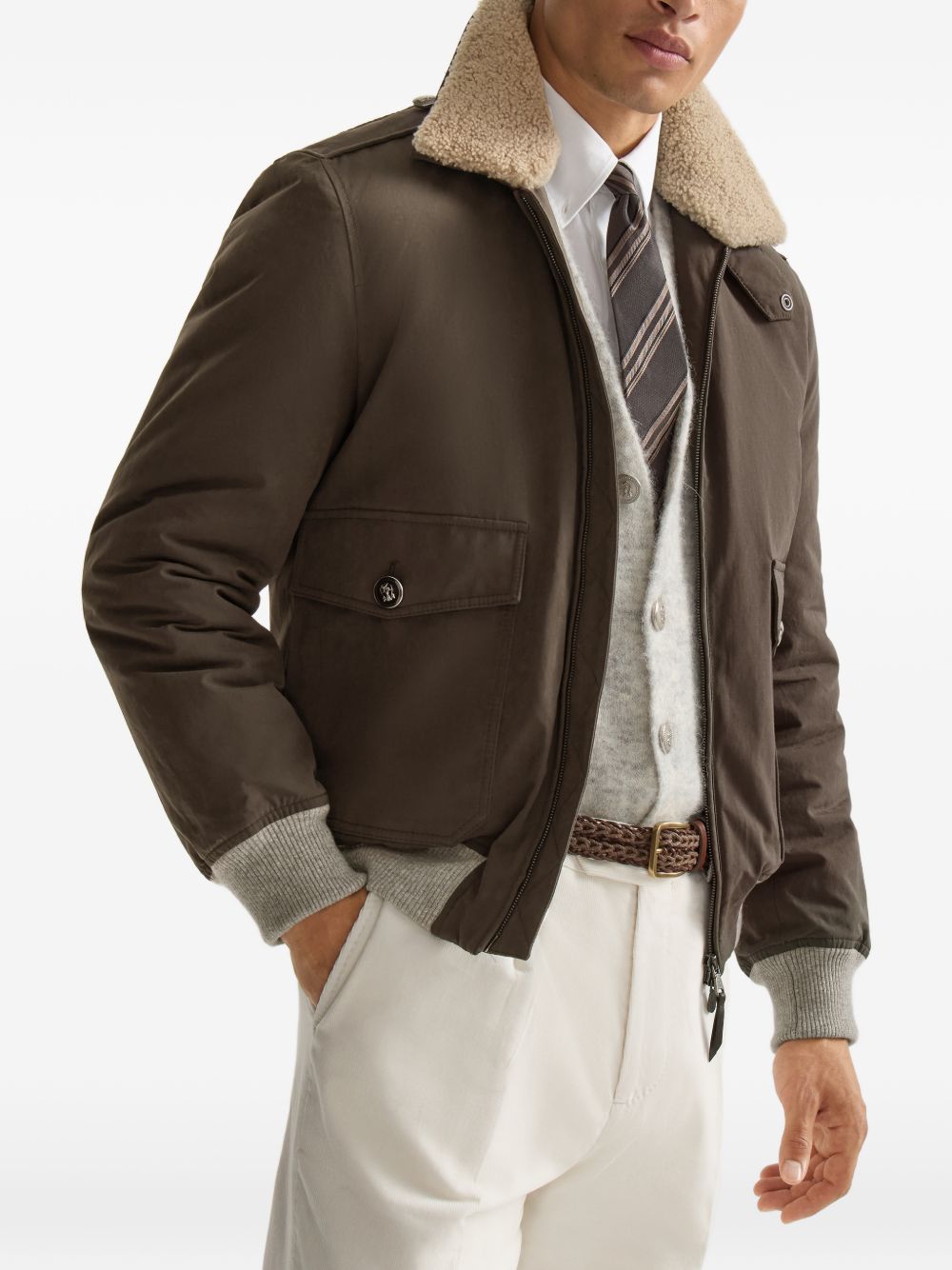 Brunello Cucinelli Men Cotton Blend Bomber Jacket BRUNELLO CUCINELLI