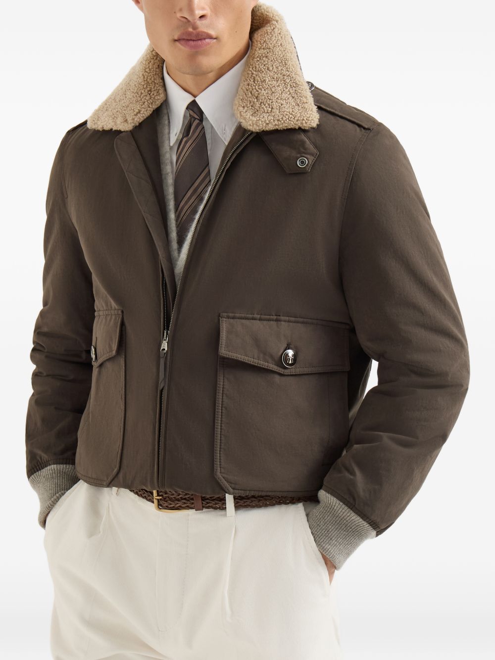 Brunello Cucinelli Men Cotton Blend Bomber Jacket BRUNELLO CUCINELLI