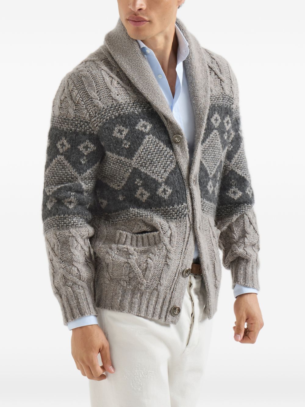 Brunello Cucinelli Men Wool And Silk Blend Cardigan BRUNELLO CUCINELLI