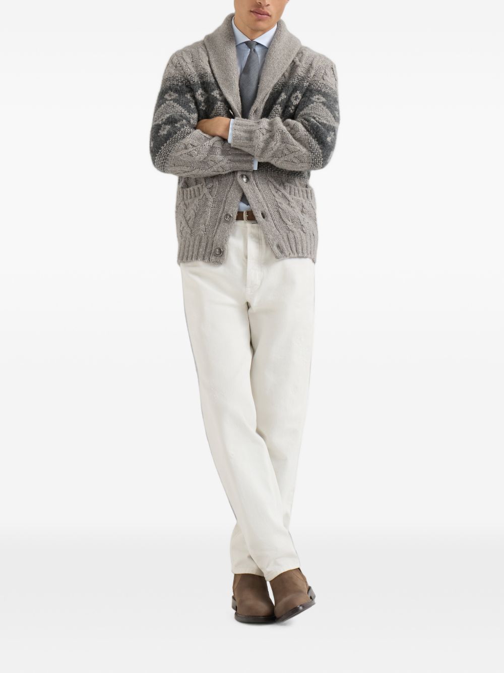 Brunello Cucinelli Men Wool And Silk Blend Cardigan BRUNELLO CUCINELLI