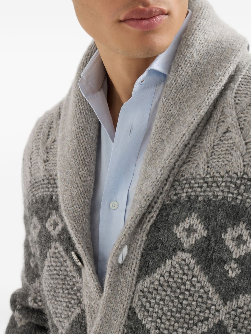 Brunello Cucinelli Men Wool And Silk Blend Cardigan BRUNELLO CUCINELLI